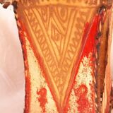 Floor lamp, african art 90s, iron and leather