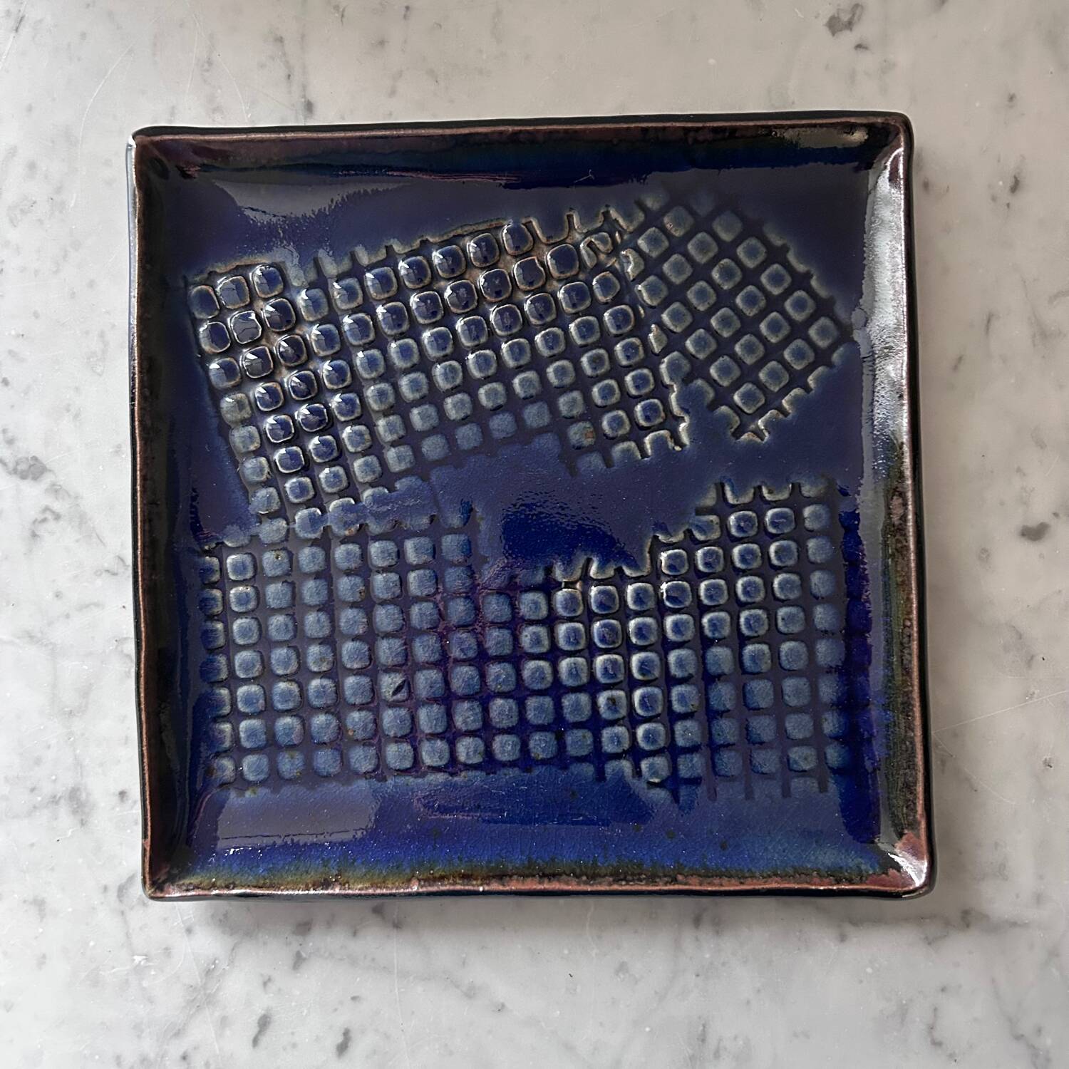 Navy blue stoneware catchall