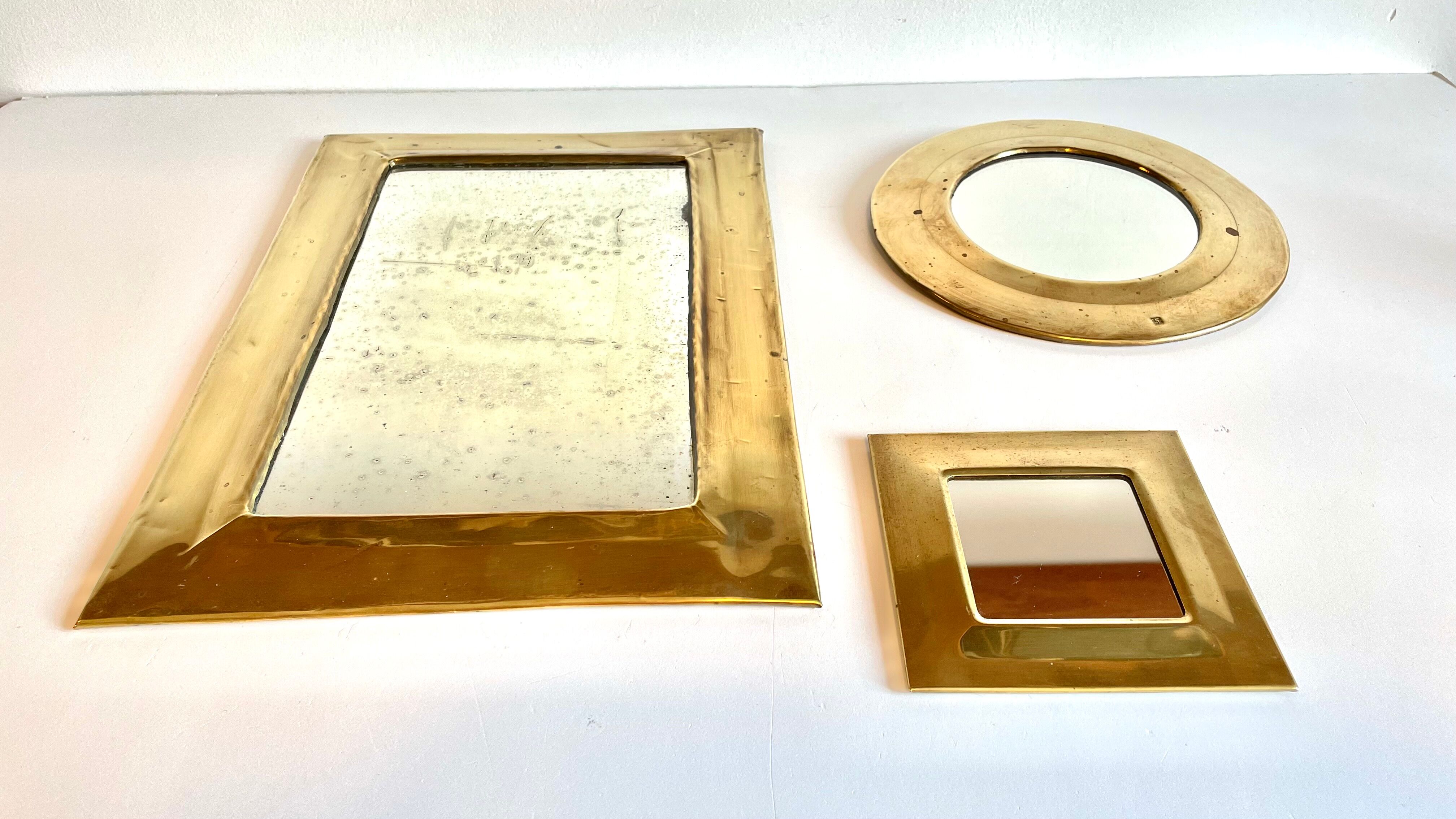 Trio de miroirs en laiton vintage