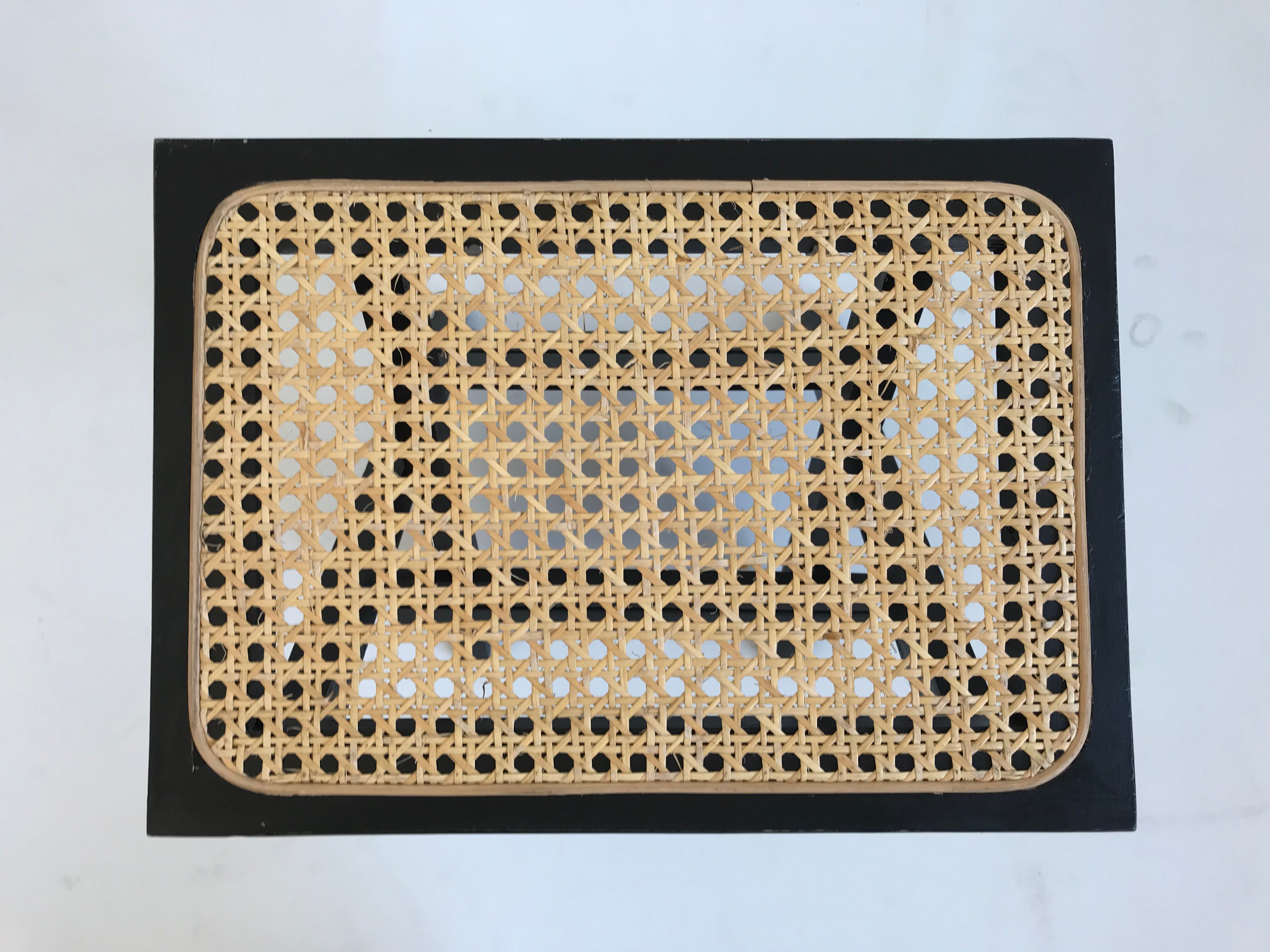 Stool in black folding caning