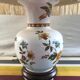 Pair of ancient ceramic lamp Moustiers style with vintage cream lampshades