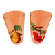 2 decorated glasses Pear / Cherry Reims France