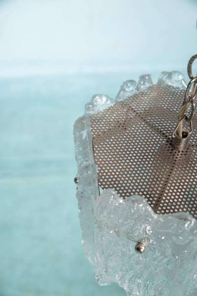 Orrefors Vintage Glass Suspension, Space Age lamp by Fagerlund