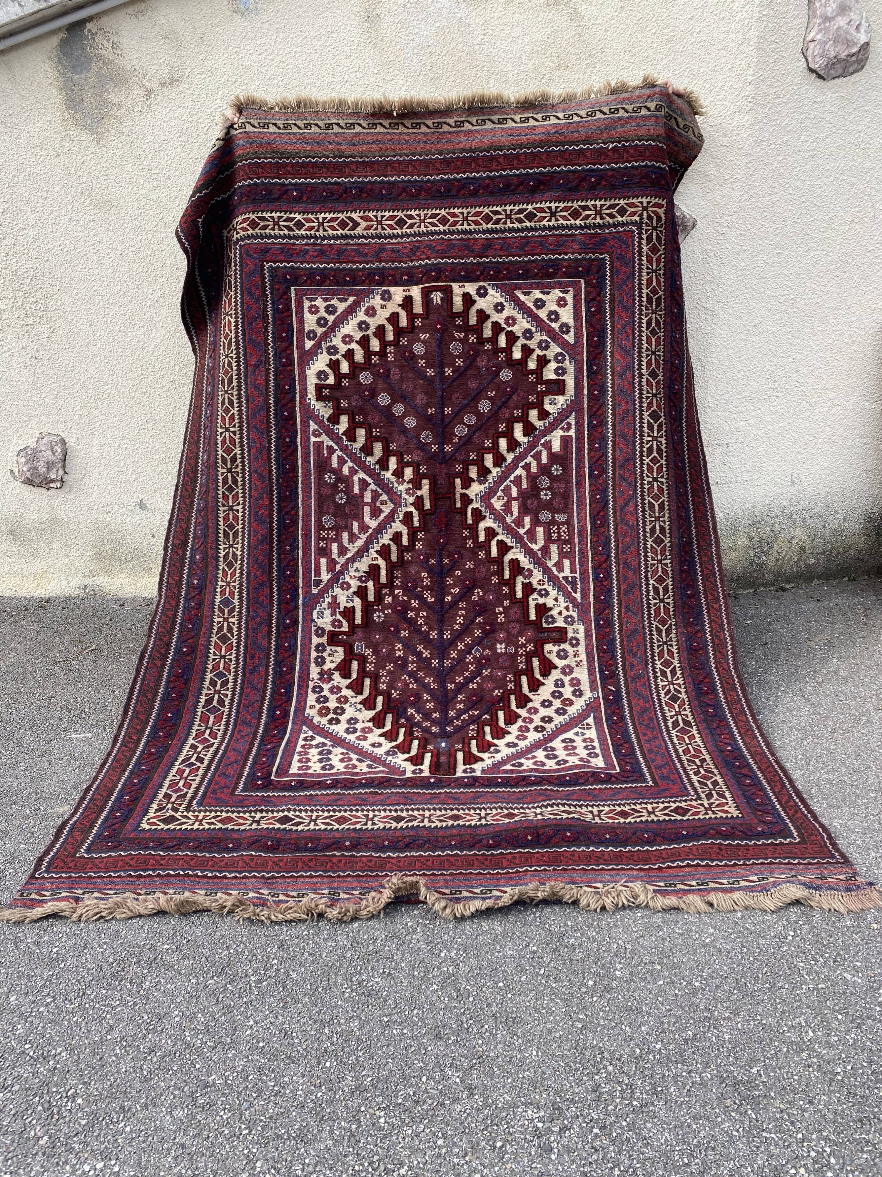 Old Afghan wool rug 270x186cm