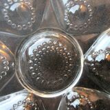 Set of 9 oyster plates in thick glass quite heavy, vintage or Art Deco