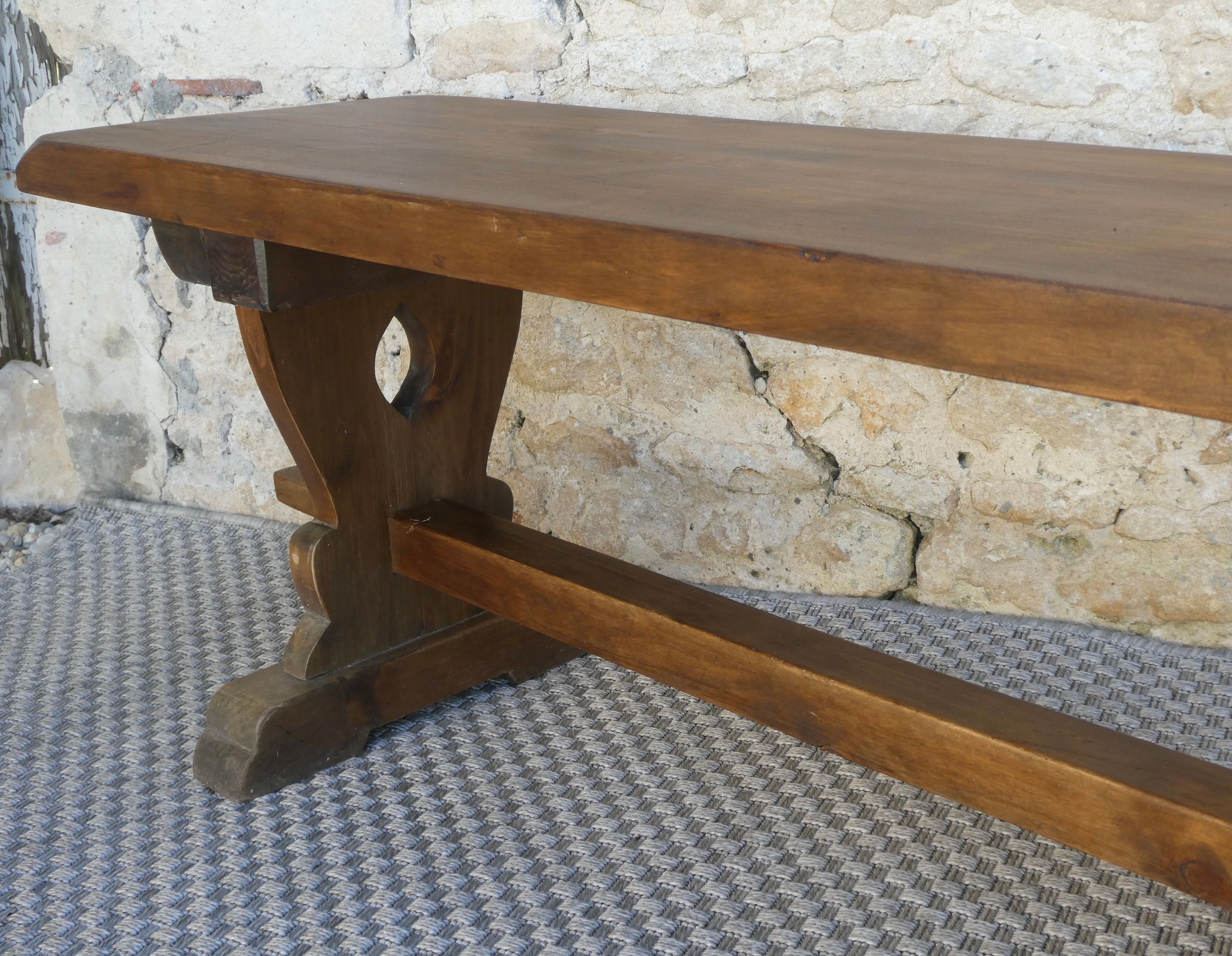 Old monastery bench in solid wood, length 180 cm