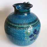 Vase pitcher blue 60s Aldo Londi Italy