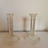 Paire de bougeoirs anciens en verre