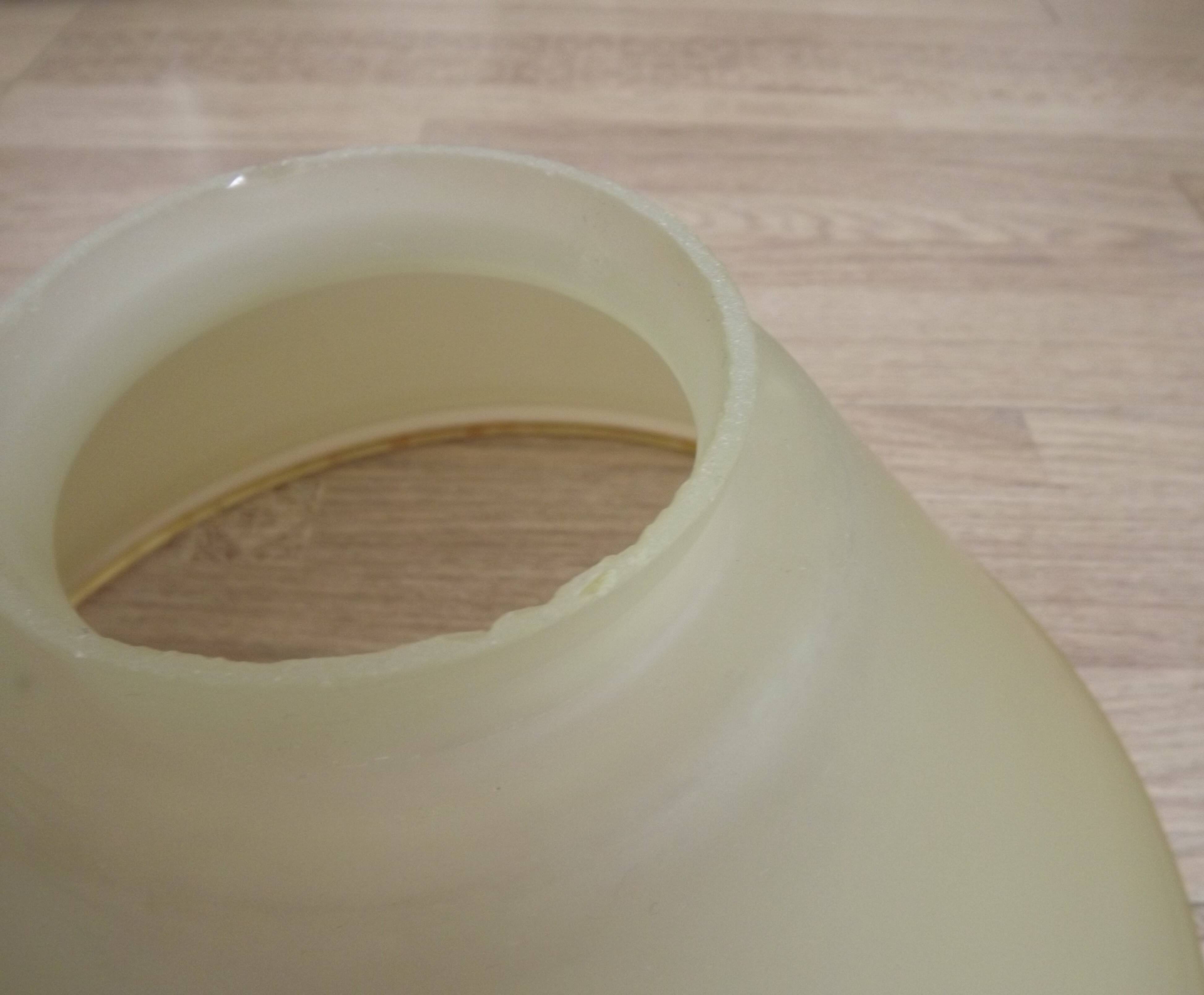 Mid-century coloured glass suspension with a gold metal border 2