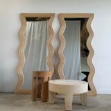 Zigzag rattan foot mirror H:182cm