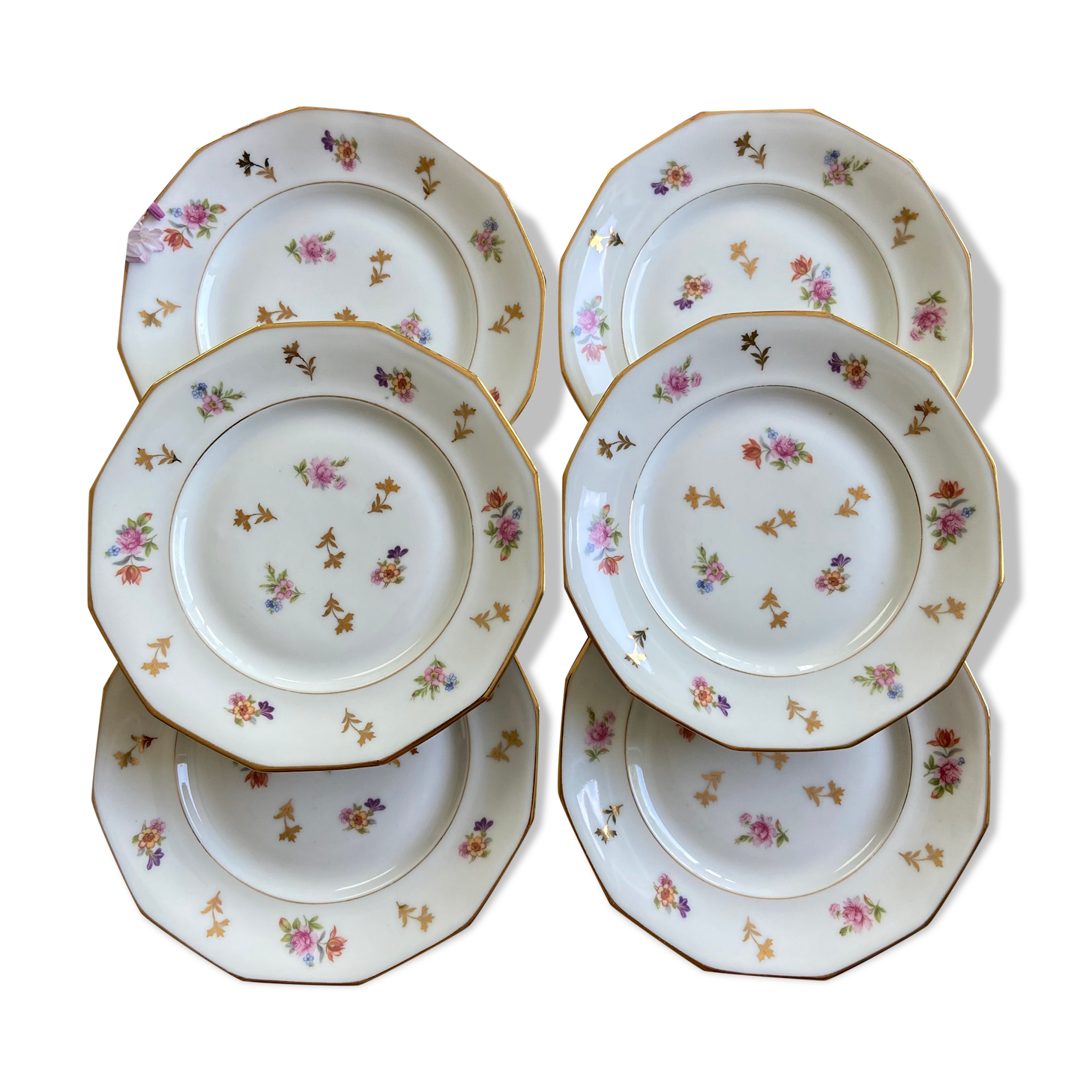 6 dessert plates porcelain france vintage