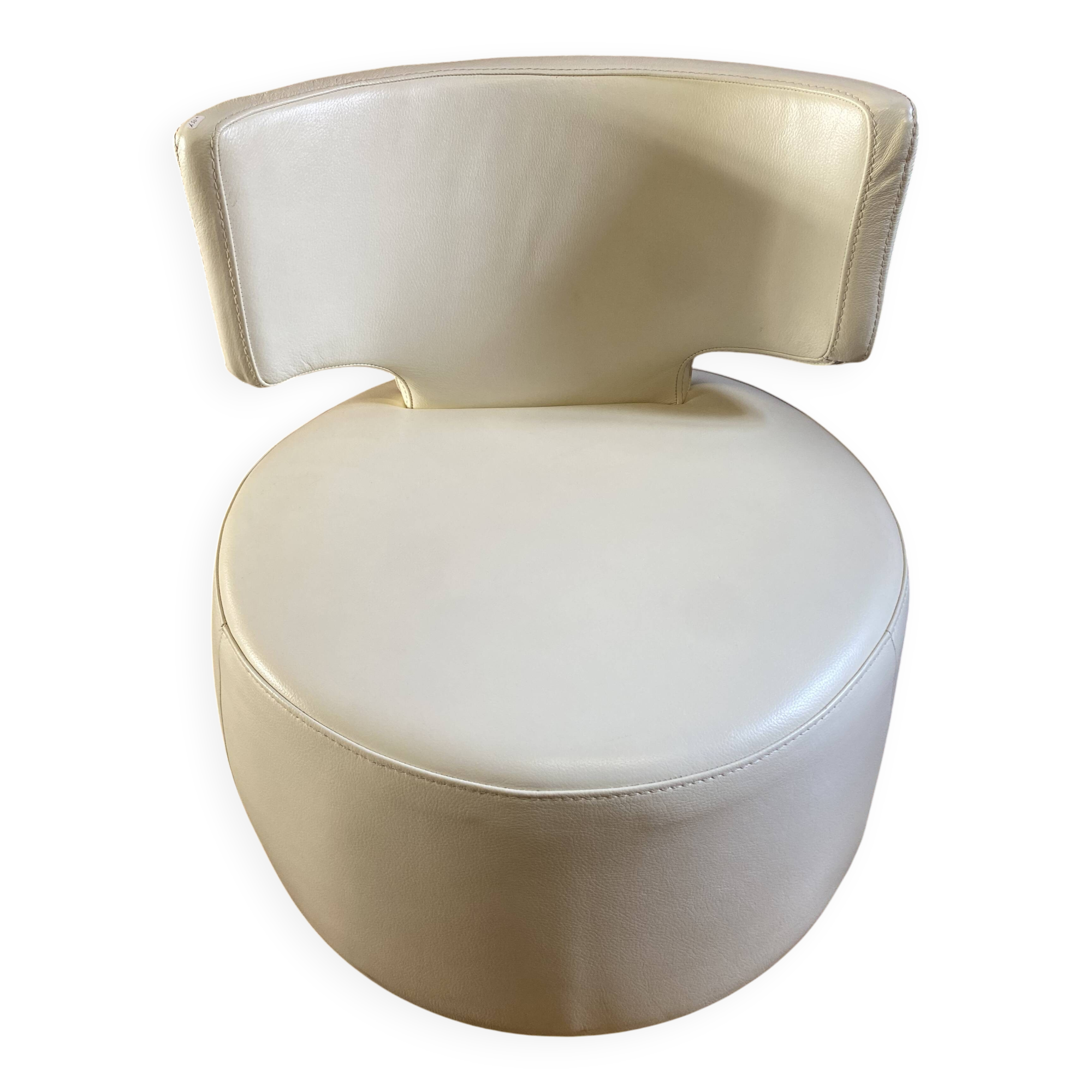 Fauteuil cuir blanc, Chateau d'Ax, parfait état