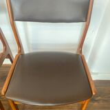 Suite of 4 Scandinavian teak and imitation leather chairs, Dyrlund edition, 1960, mid-century