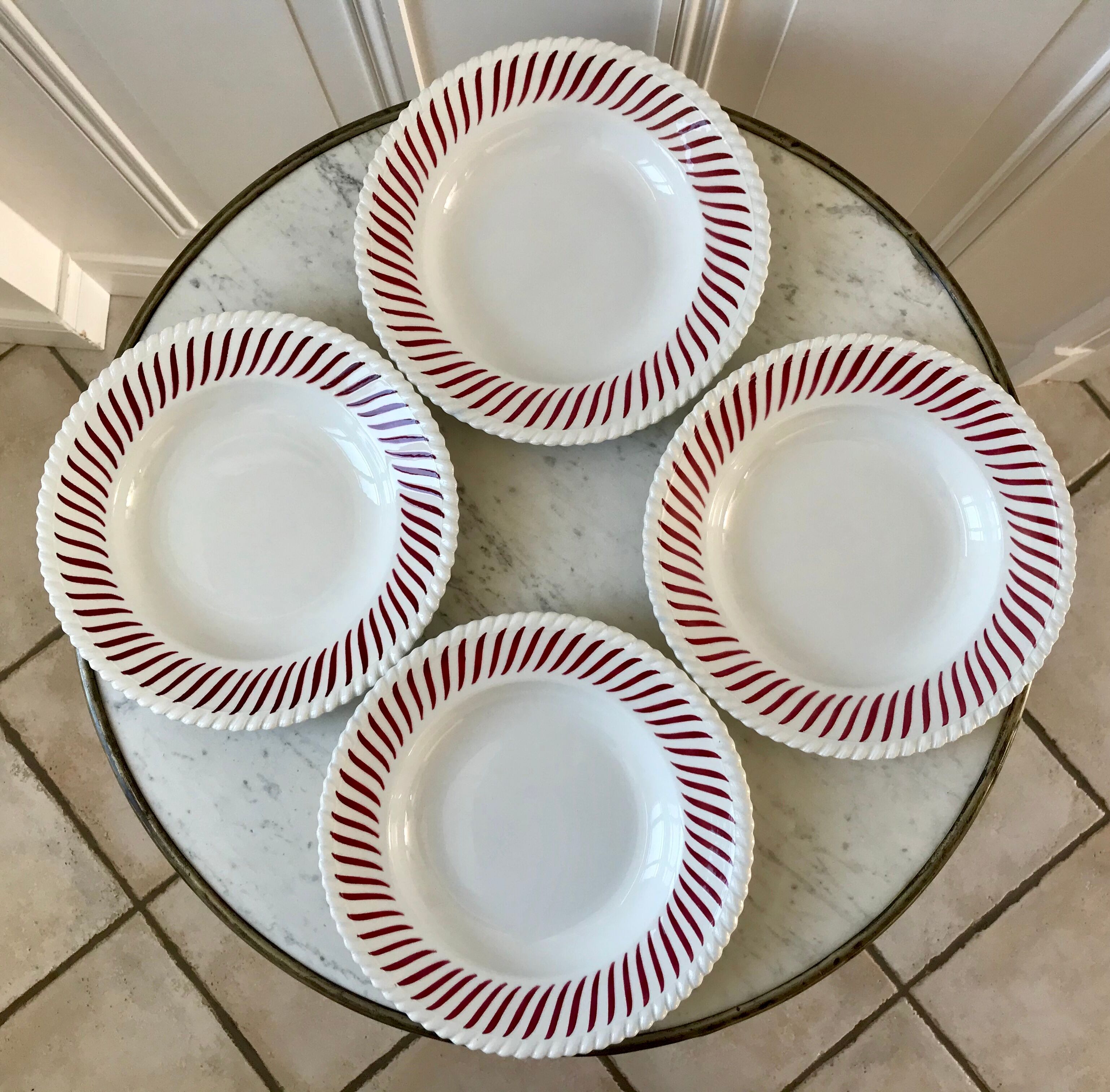 Set of 4 hollow plates Badonviller years 30-40