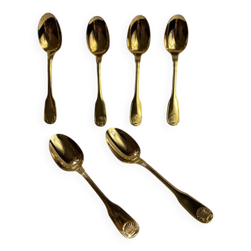Moka spoons, gold metal, Vendôme model by Christofle