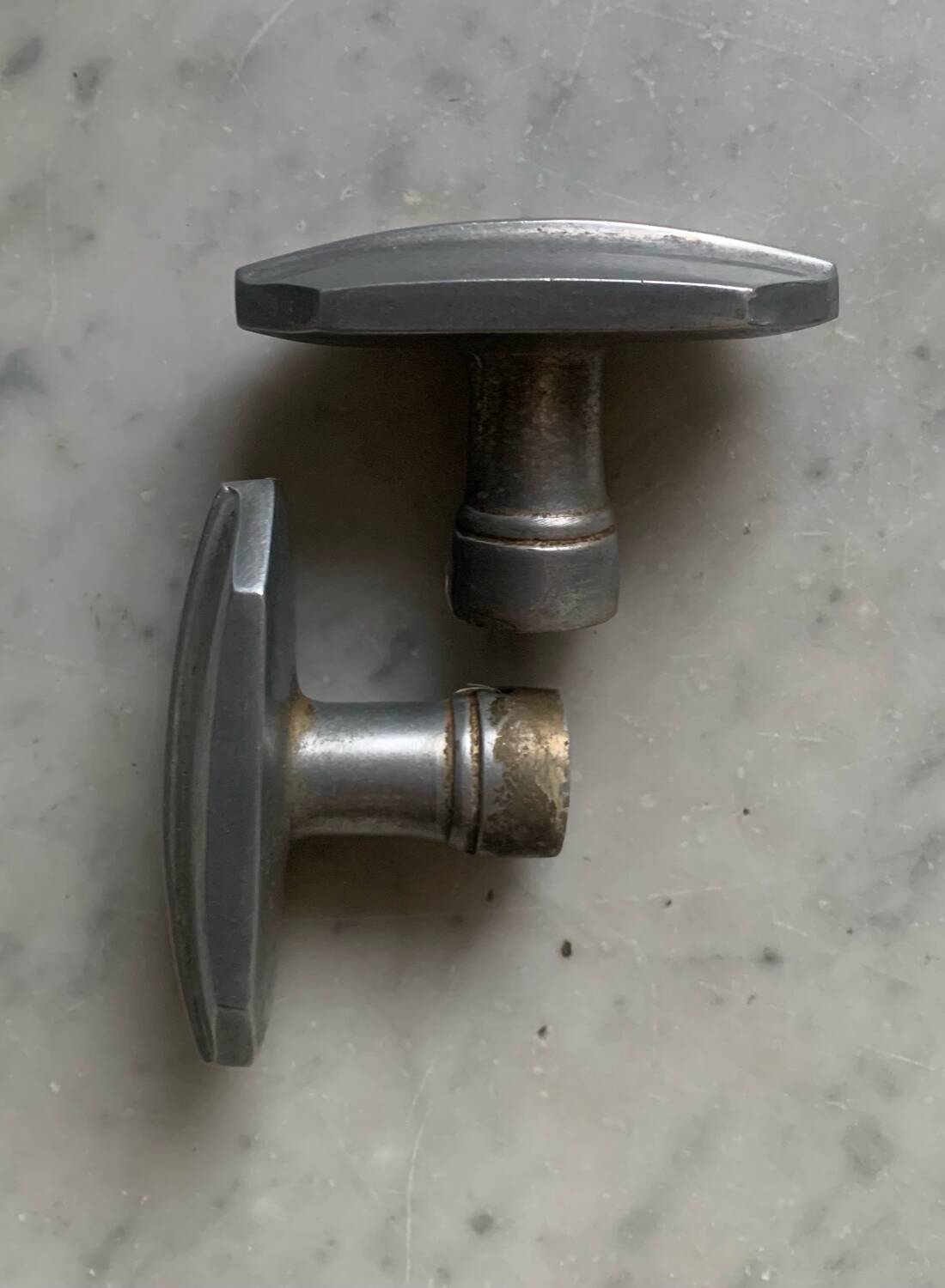Pair of aluminum handles, 1950s