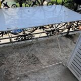 Ancienne table de jardin rectangulaire en fer