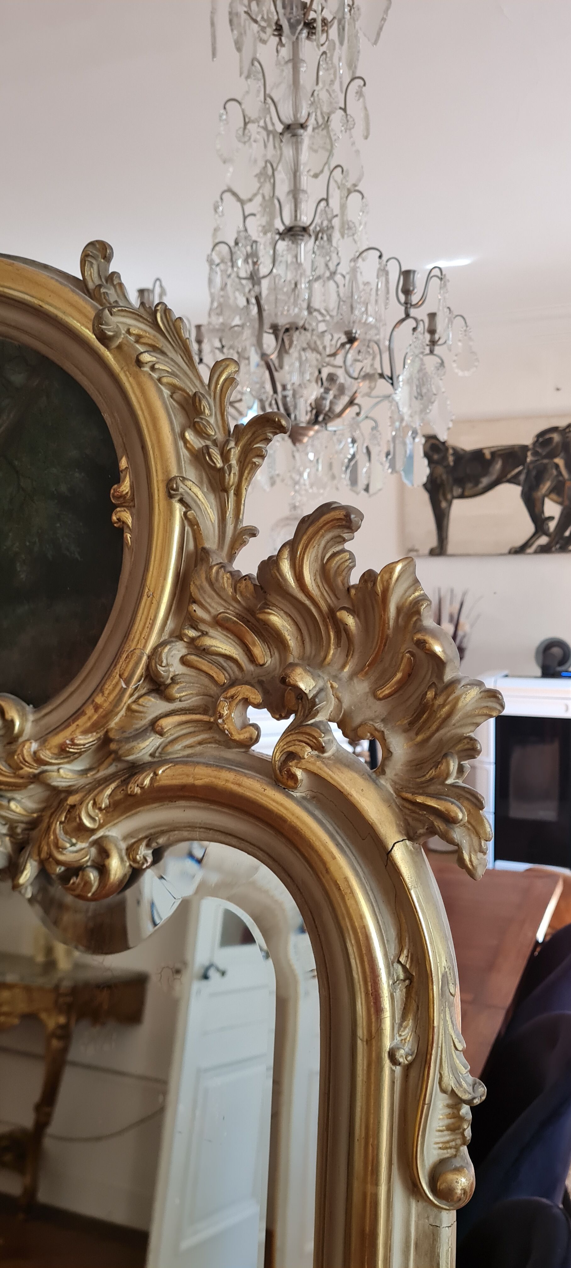 Mirror trumeau gilded wood and patinated XIX century