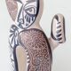 Cubist ceramic cat figurine in Spanish Picasso style by Otero Regal.