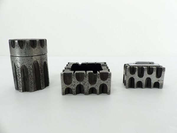 Set de fumeur brutaliste en aluminium Casper Studioguss 1970