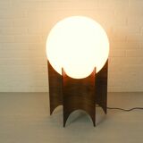 Vintage globe lampshade with sculptural wooden base