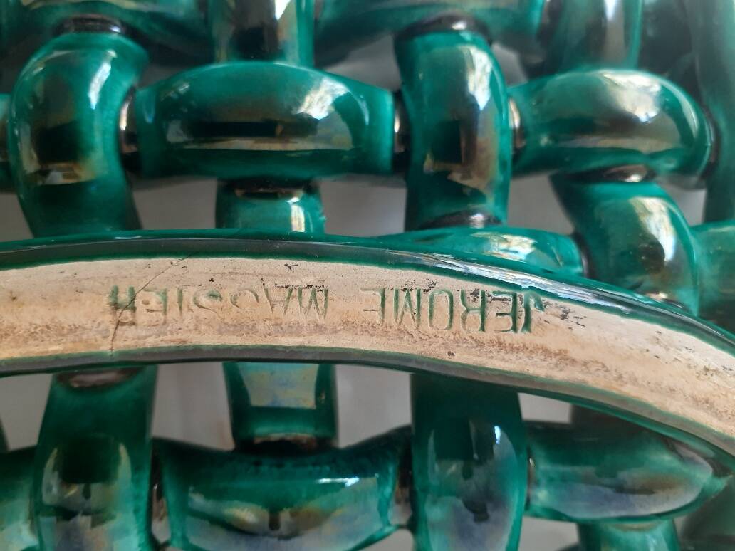 Braided ceramic fruit bowl signed Jérôme Massier Vallauris