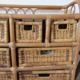 Rattan dresser 10 drawers 70s