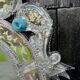 Miroir Vénitien En Verre De Murano Incolore Et Bleu