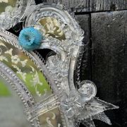 Miroir Vénitien En Verre De Murano Incolore Et Bleu