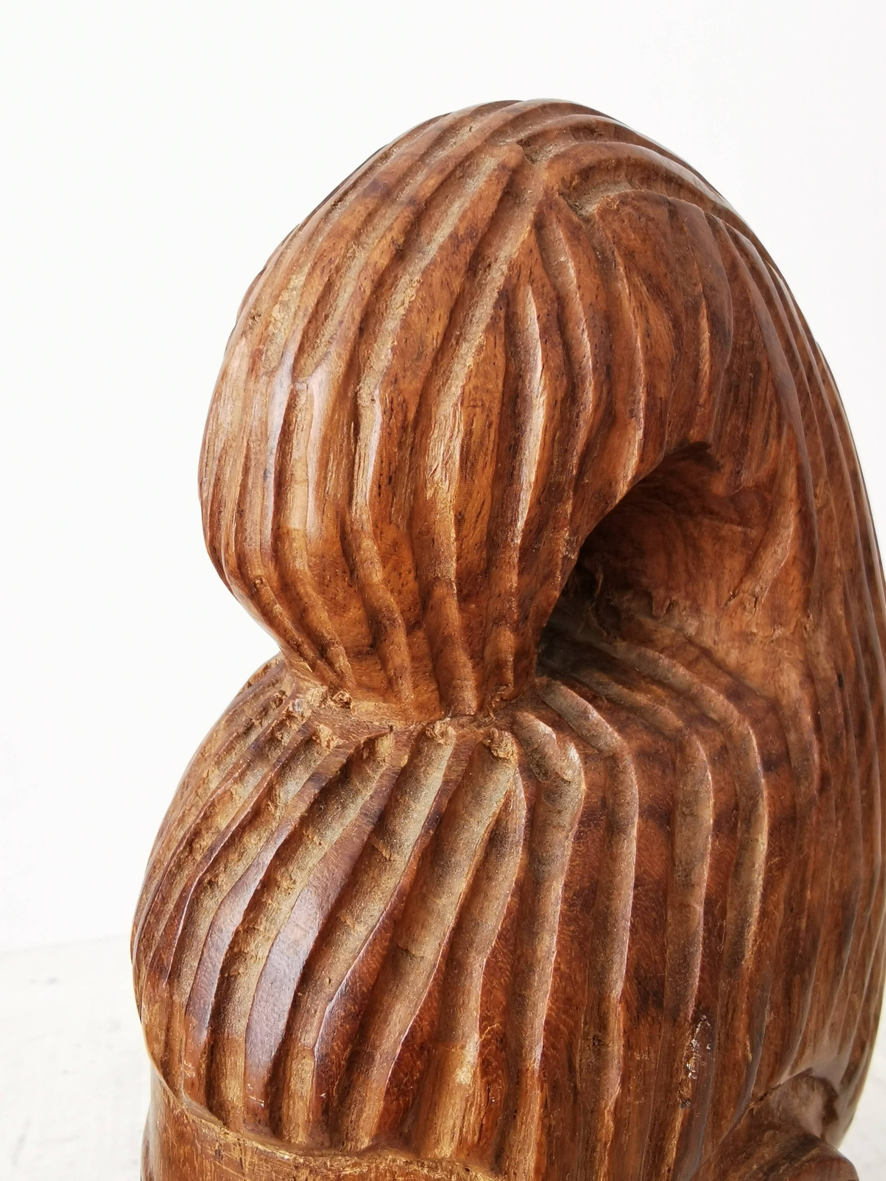 Hand Carved African Ebony Woman Bust: Vintage Tribal Sculpture