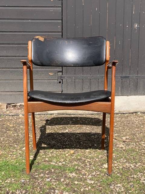 Eric Buch model 49 armchair, teak and leather, Denmark, 1960s
