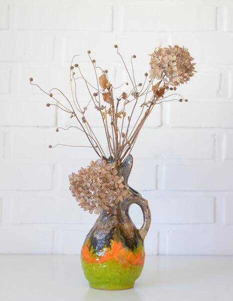 Vintage Wabi Sabi Ceramic Vase: West Germany 1970s Walther Gerhards