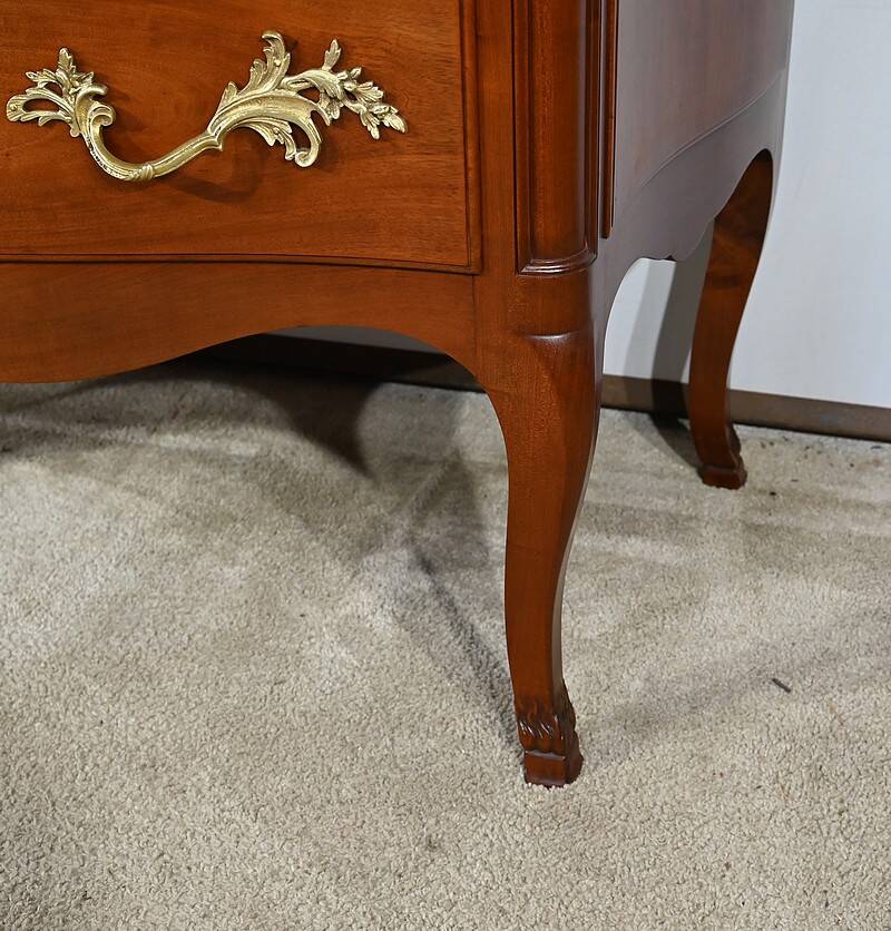 Sauteuse chest of drawers in solid mahogany, Louis XV style – Late 19th century