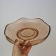 Round pink glass dish, empty pocket or salad bowl, molded glass, art deco