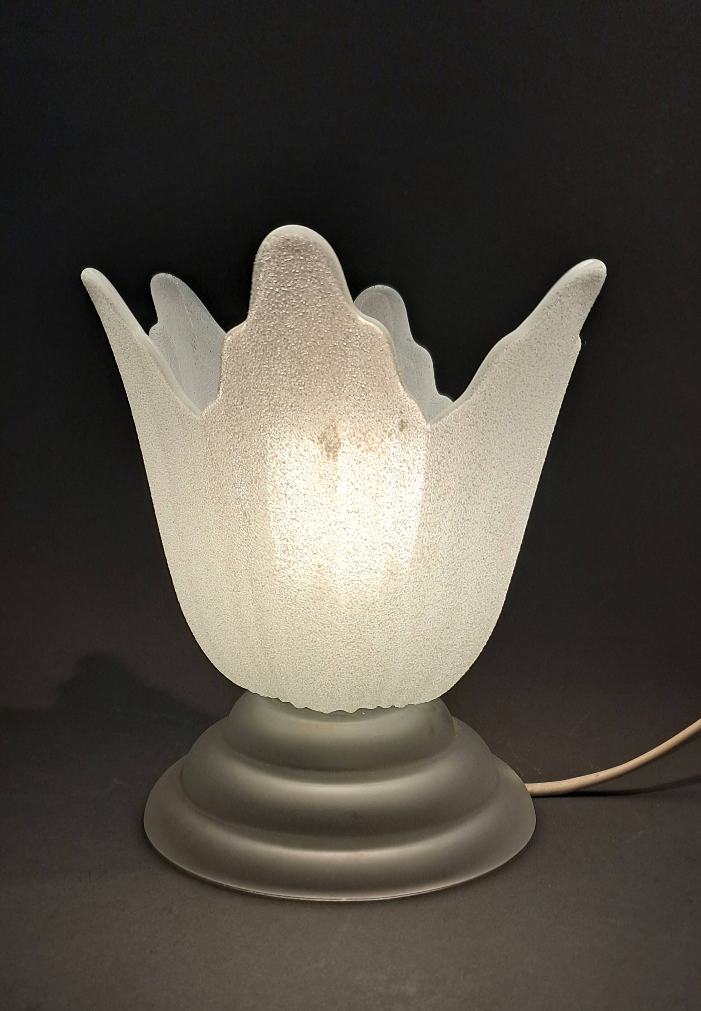 Art Deco style 1960s bedside lamp in molded and granite glass.