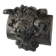 Sculpture de tête de lion en bois teinté