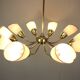Brass and glass ten-arm chandelier from the mid-century, 1960s.