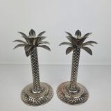 Pair of Palmtree design candle holders