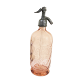 Ancien siphon en verre rose torsadé