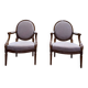 Pair of Louis XVI cabriolet armchairs with medallion backrest.