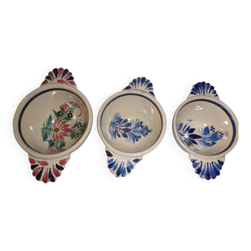lot de 3 bols a oreilles quimper