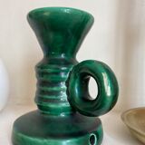 Vallauris candle holder in green ceramic