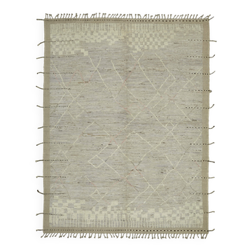 Tapis en laine beige fait main, unique en son genre, 290 cm x 374 cm.