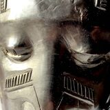 Two large Makonde warrior heads in ebony circa 1940
