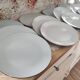 Set of 12 terracotta dinner plates enameled in green cecina