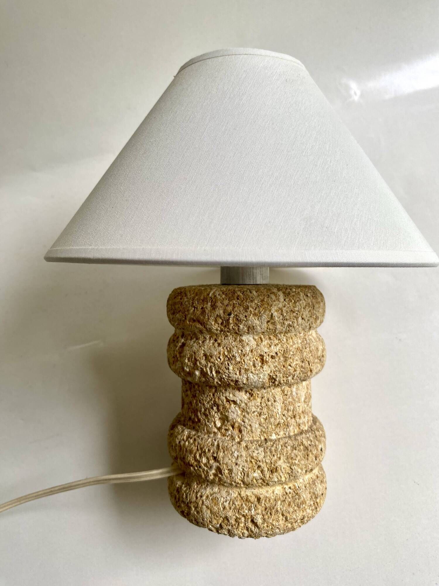 Lampe pierre annees 70 et l’abat-jour coton
