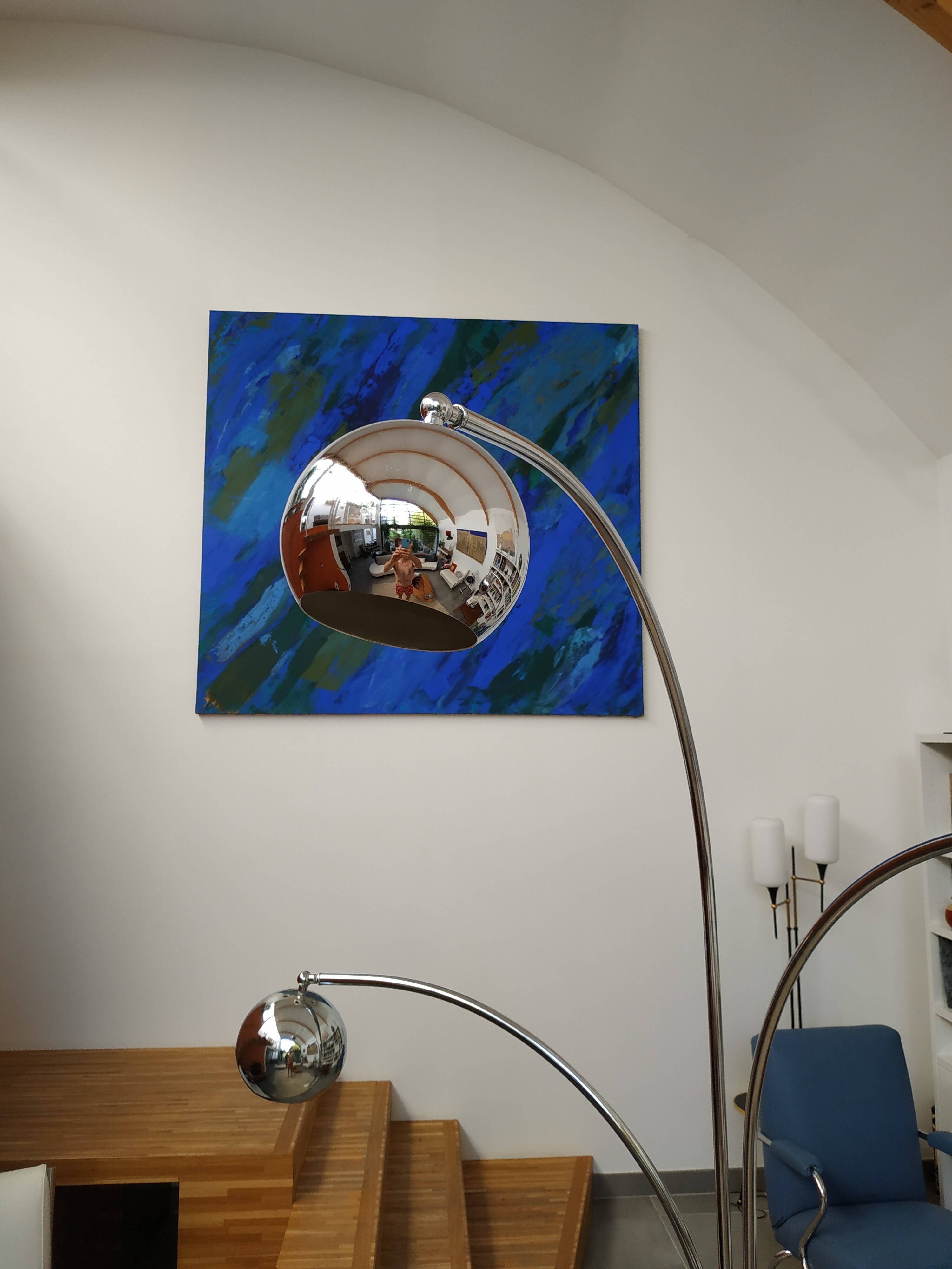 "Muguet" floor lamp by G. Reggiani in chrome metal from the 70s
