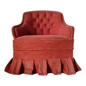 Fauteuil crapaud en velours - rouge