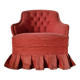 Fauteuil crapaud en velours rouge - jupe