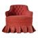 Fauteuil crapaud en velours rouge - jupe